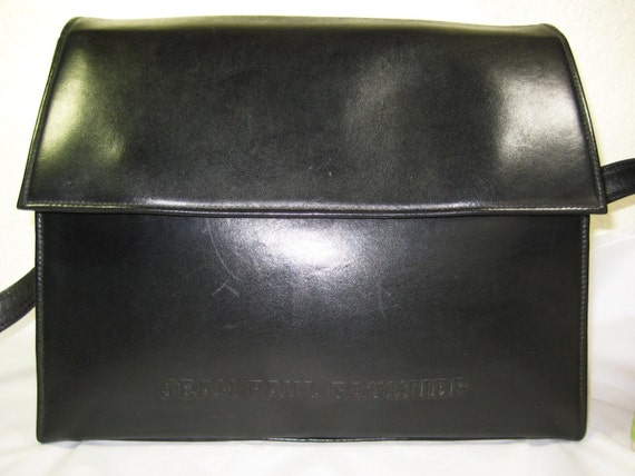 Vintage Jean Paul GAULTIER Black Calf Leather Lar… - image 1