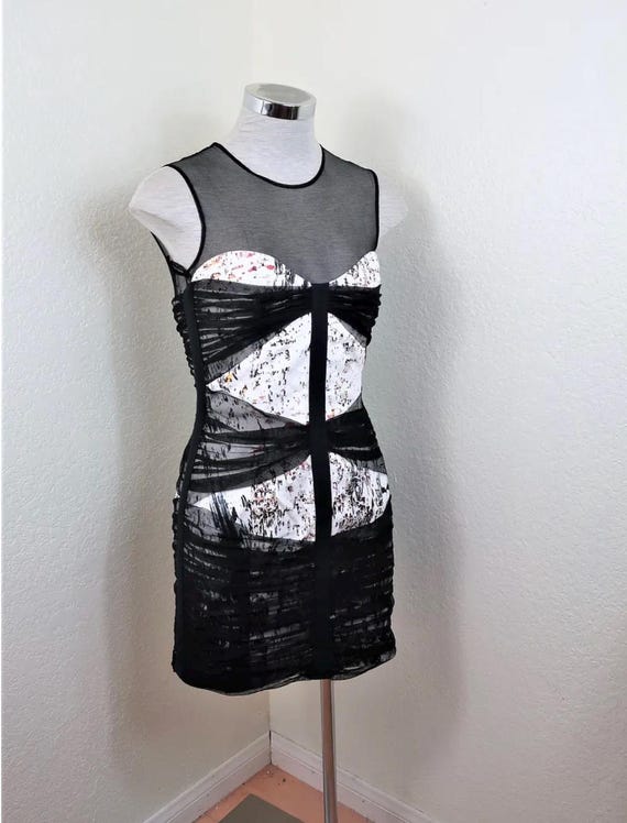 JUST CAVALLI Black Net SLeeveless Cocktail Evening Dress Gown Small 42 4 5 6