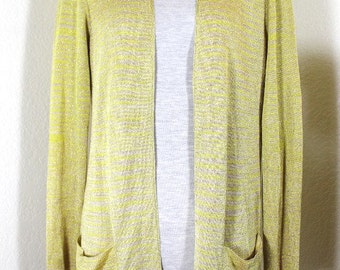 MISSONI Glittery Gold Yellow Rayon Cupro Cardigan Sweater Jacket sz. 44 6 7 8