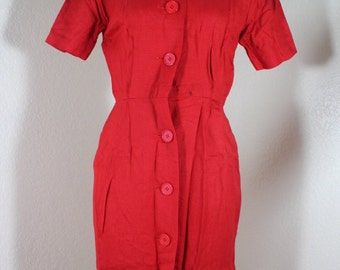 Vintage GIVENCHY Nouvelle Boutique Red Pencil Skirt Dress Sz 3 4 Small Japan