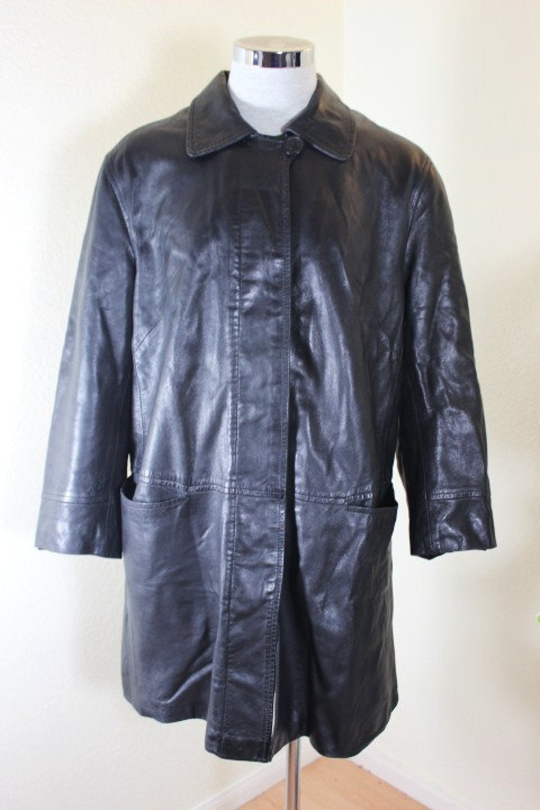 Vintage JEKEL Paris Black Lambskin Leather Jacket Coat Sz. 40 6 7
