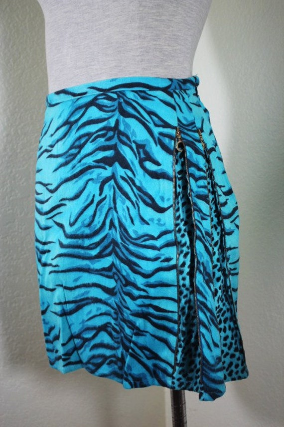 Vintage VERSACE Jeans Couture Zebra Print Blue and