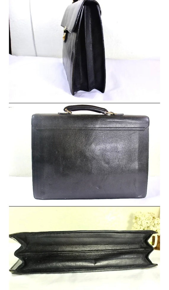 Vintage BURBERRY BURBERRYS Black Leather Briefcas… - image 4