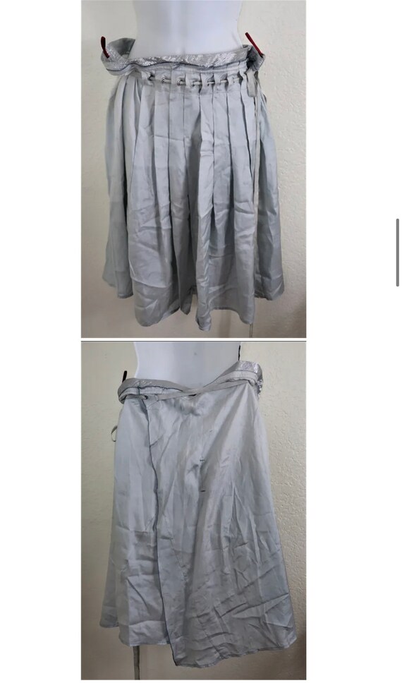 Prada Silver Grey Pleated Wrap Skirt 42 7 8 10 - image 3