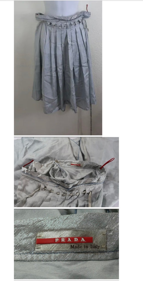 Prada Silver Grey Pleated Wrap Skirt 42 7 8 10 - image 6