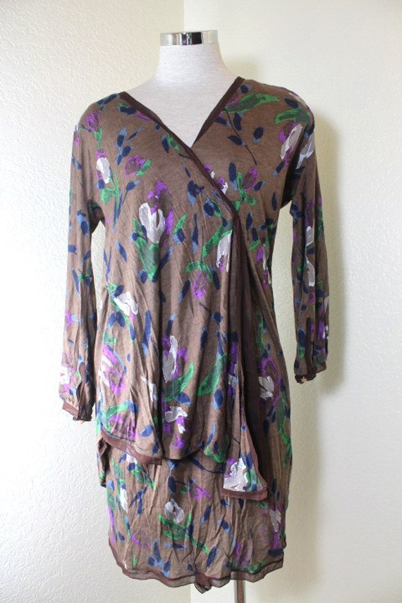 Vintage MISSONI Floral Long Sleeves Soft Rayon Wra