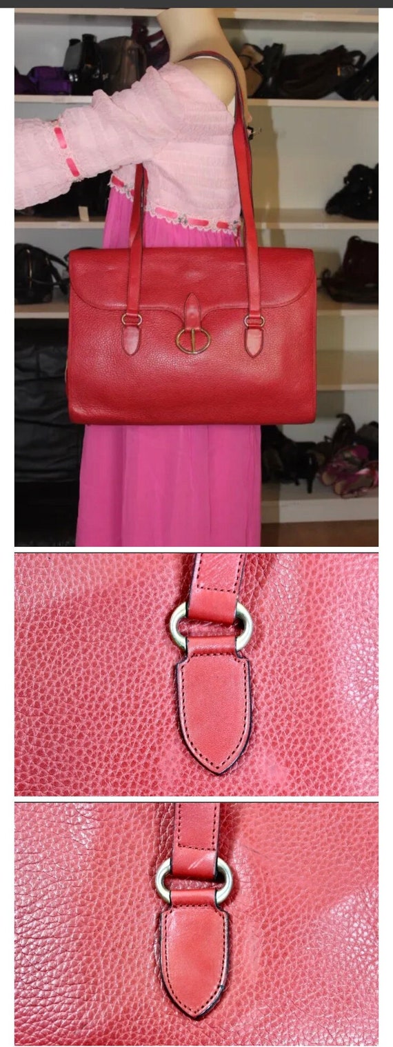 Christian Dior Large Red Leather Flap Shoulder Bag