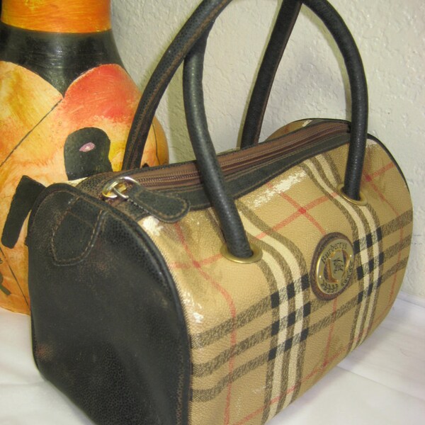 Reserved for Mocahollis Vintage BURBERRYS Burberry Coated Canvas Classic Check Speedy Doctor Hand Bag Small
