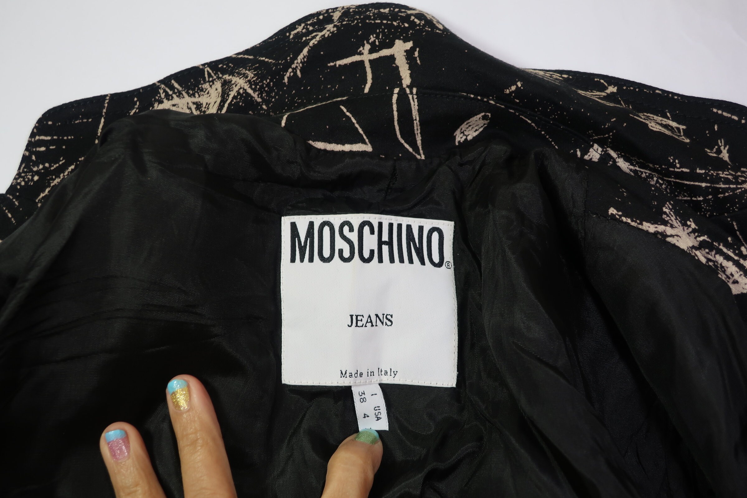 MOSCHINO Jeans Graffitti Grey Black White Rayon Blazer Jacket - Etsy UK
