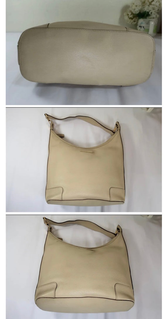Vintage Gucci Italy Beige Leather Shoulder Bag 14in x 12in x 2in