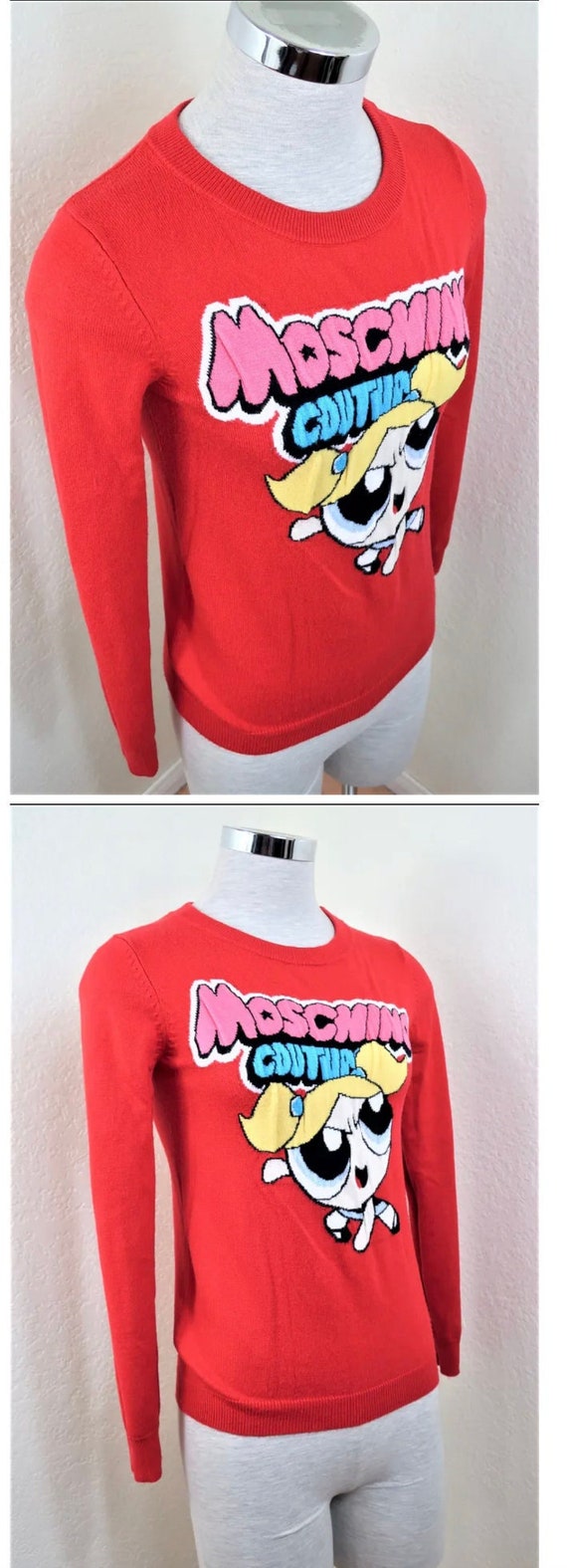 Vintage MOSCHINO COUTURE LOGO PowerPuff Girls Red… - image 1