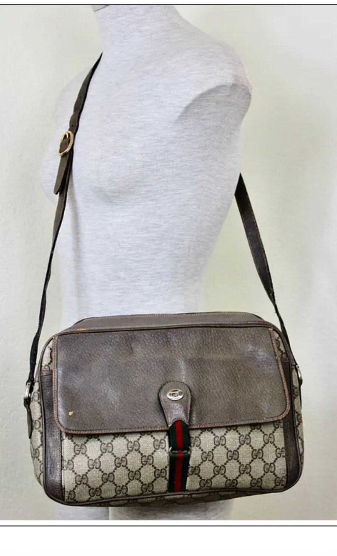 Vintage Gucci Monogram Stripe Shoulder Bag – Recess