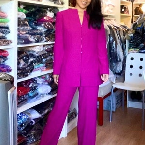 Vintage Gianni Versace Versus Fuchsia Pink Wool Blend Pants Suit