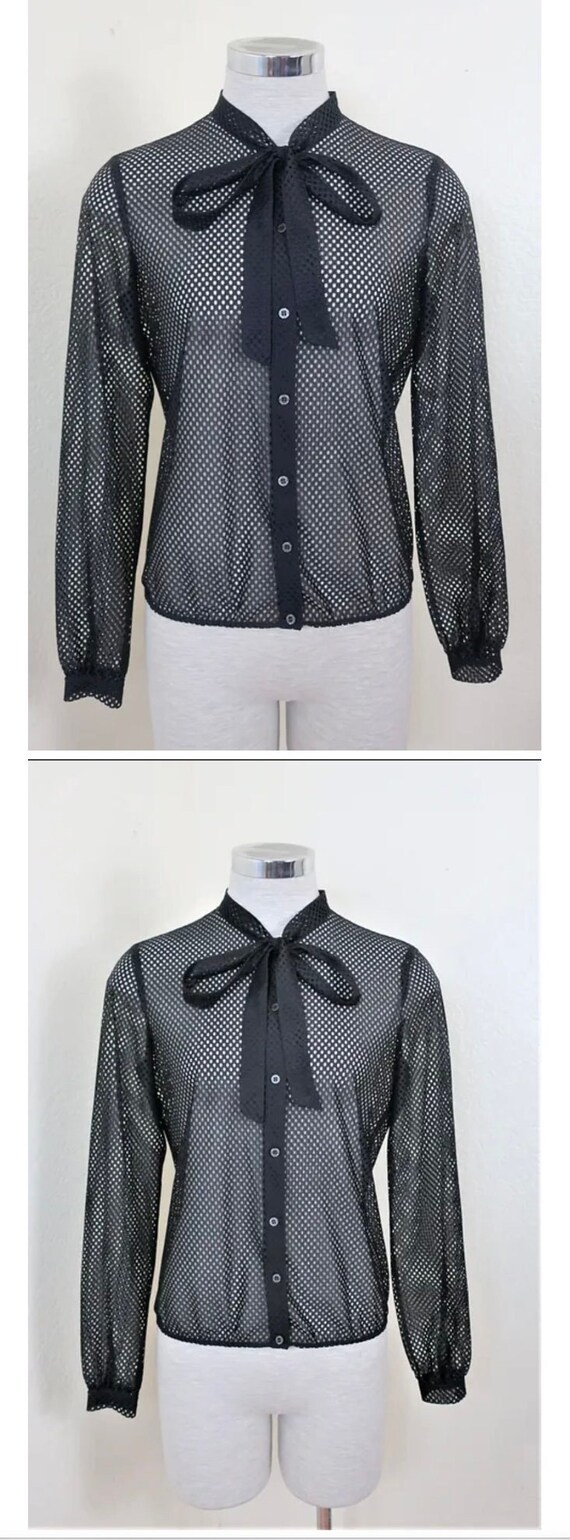MIU MIU Mesh Perforated Black Button Sweater Jack… - image 1