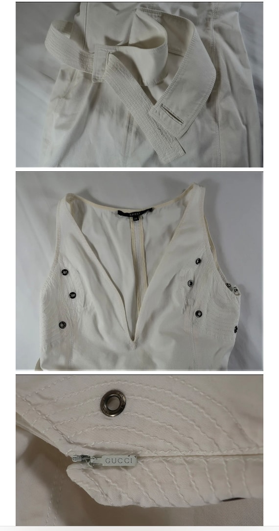 Vintage GUCCI Tom Ford White Mini Belted Cotton D… - image 2