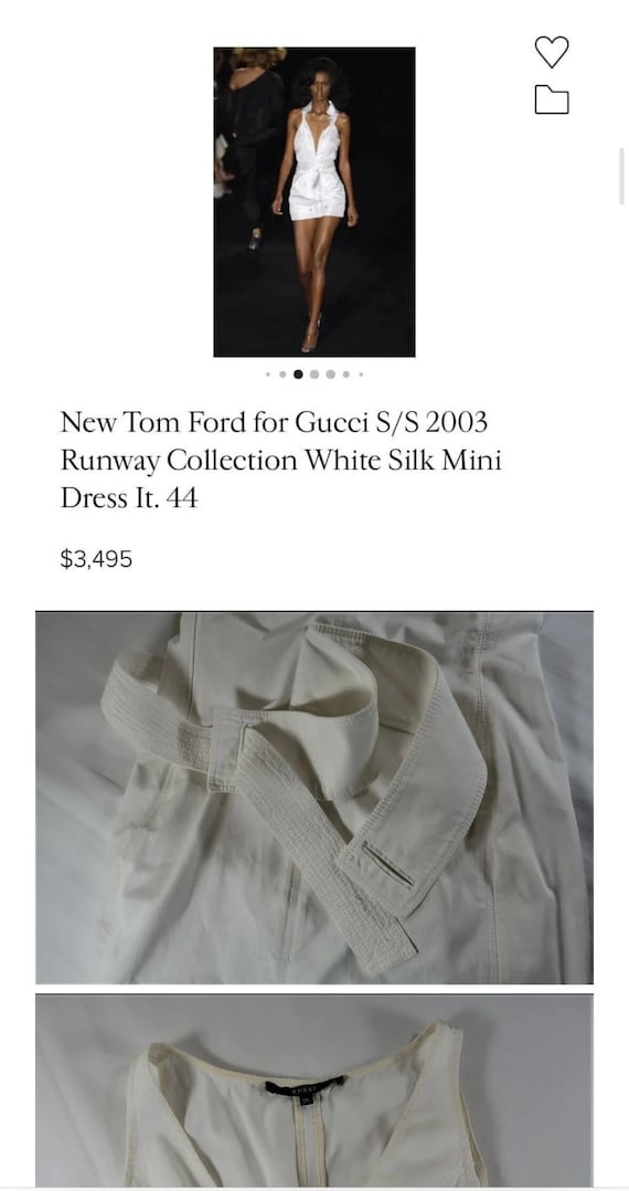 Vintage GUCCI Tom Ford White Mini Belted Cotton D… - image 1