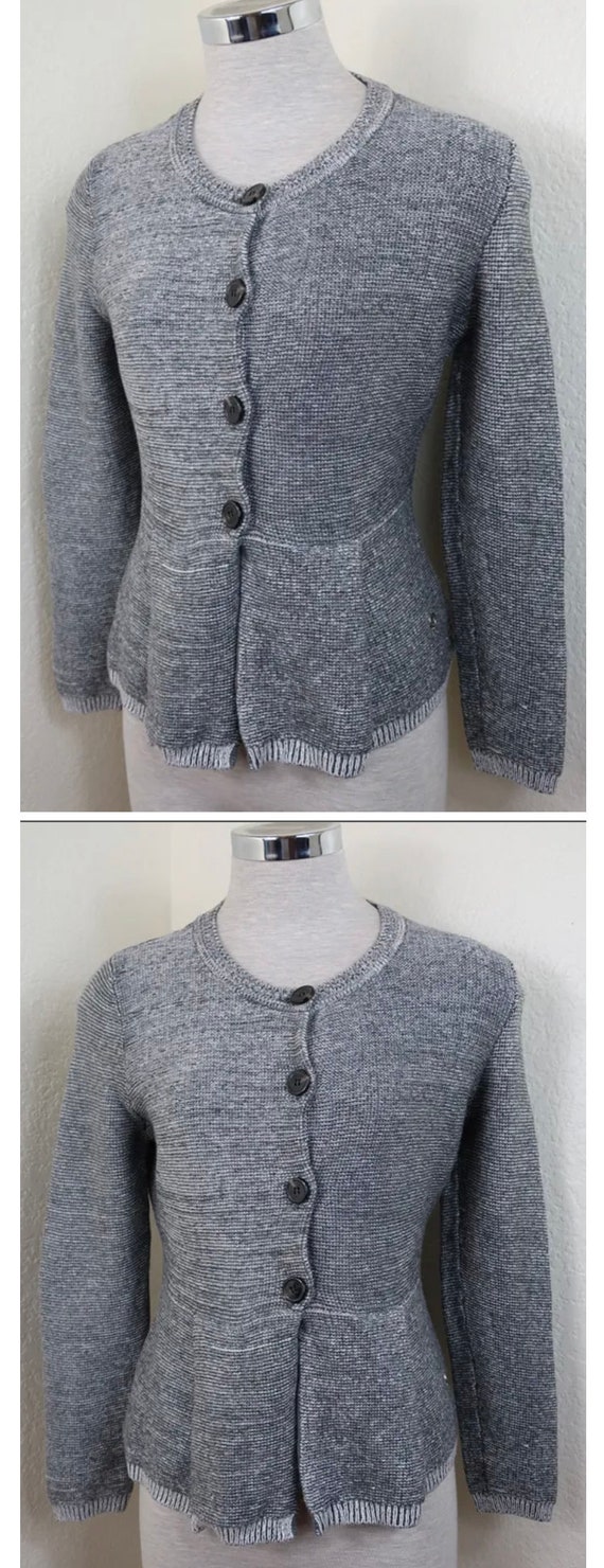 CHRISTIAN DIOR Grey Wool Cashmere Knitted Button J