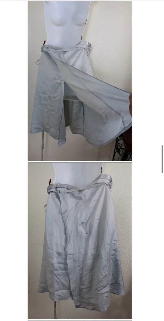 Prada Silver Grey Pleated Wrap Skirt 42 7 8 10 - image 4