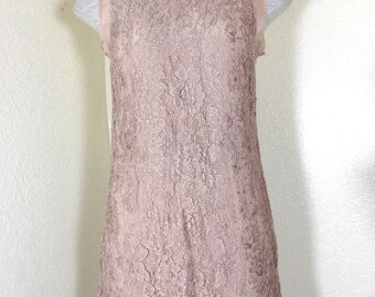 Vintage Dolce & Gabbana Nude Lace Light Brown Sleeveless Party Dress Gown Italy sz. 38 4 5 6