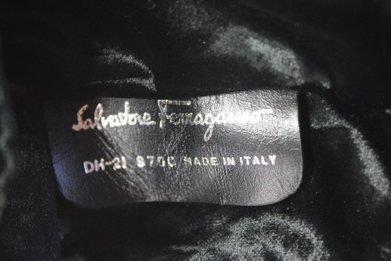 Vintage Salvatore Ferragamo Wine Red Shinny Velve… - image 4