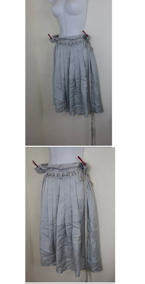 Prada Silver Grey Pleated Wrap Skirt 42 7 8 10 - image 2