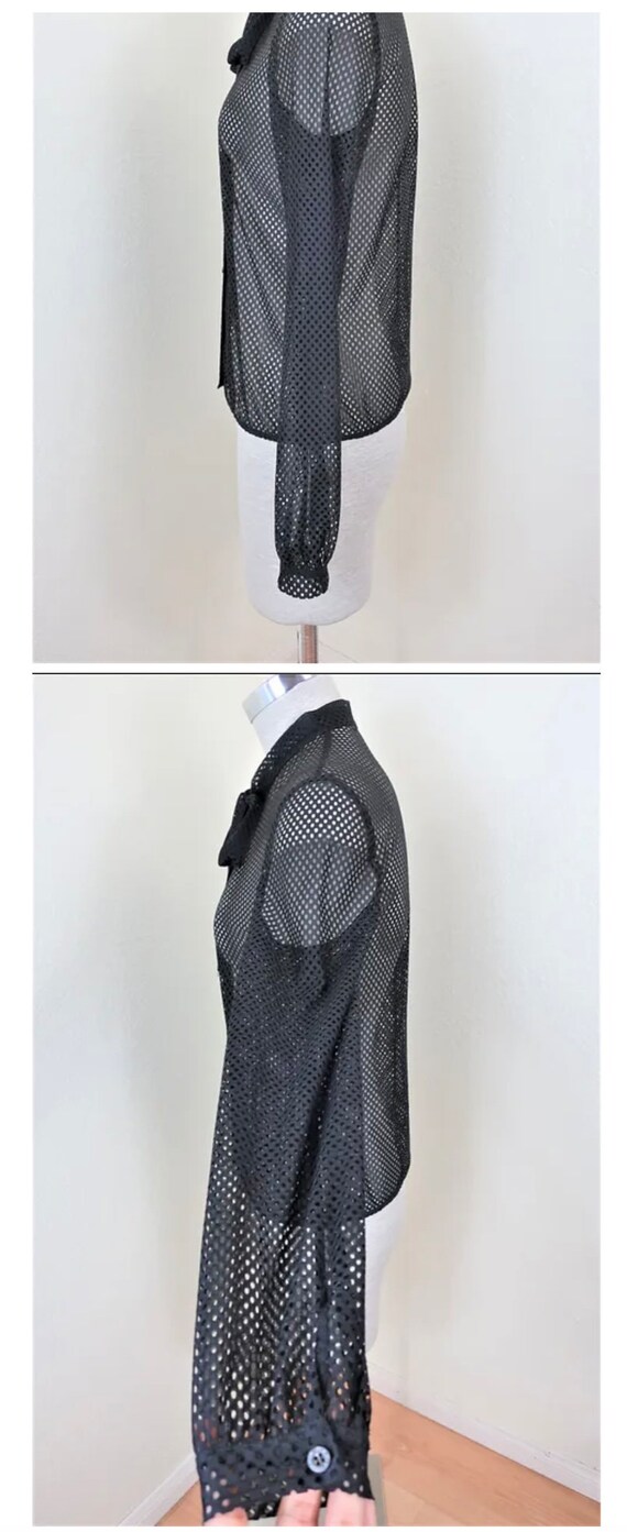 MIU MIU Mesh Perforated Black Button Sweater Jack… - image 9