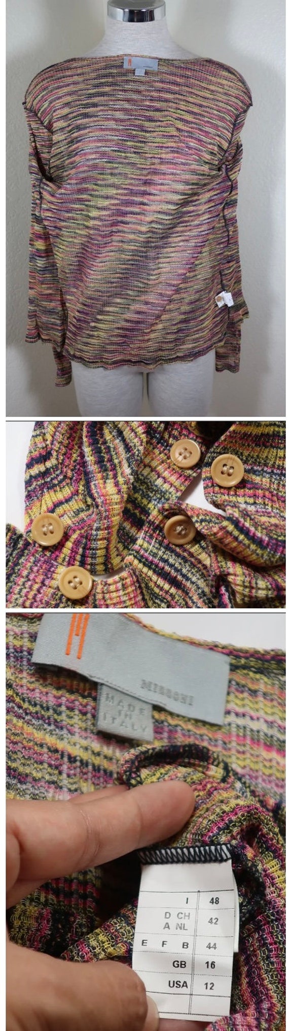 Vintage MISSONI Earth Tone Knitted Cotton Cardiga… - image 7