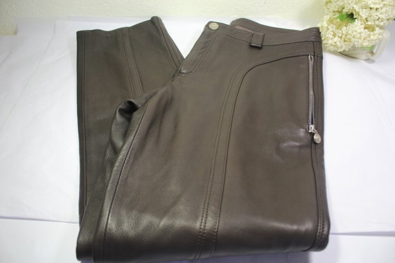 GIANNI VERSACE Chocolate Brown Leather Pants Medu… - image 5