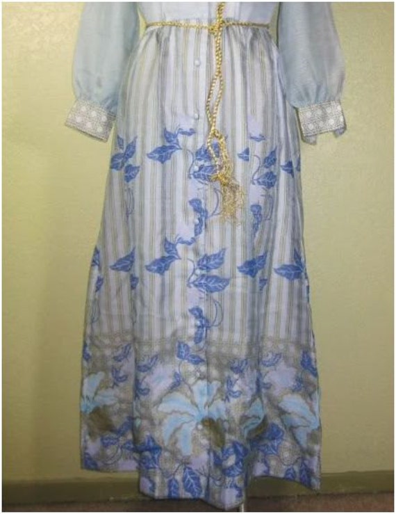 Vintage Alfred Shaheen Vintage Light Blue Long sl… - image 5