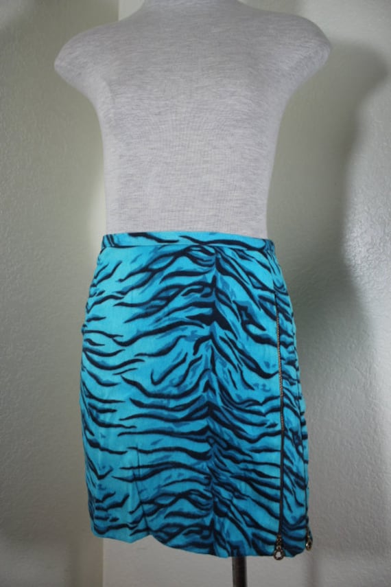 Vintage VERSACE Jeans Couture Zebra Print Blue and Black Zip up