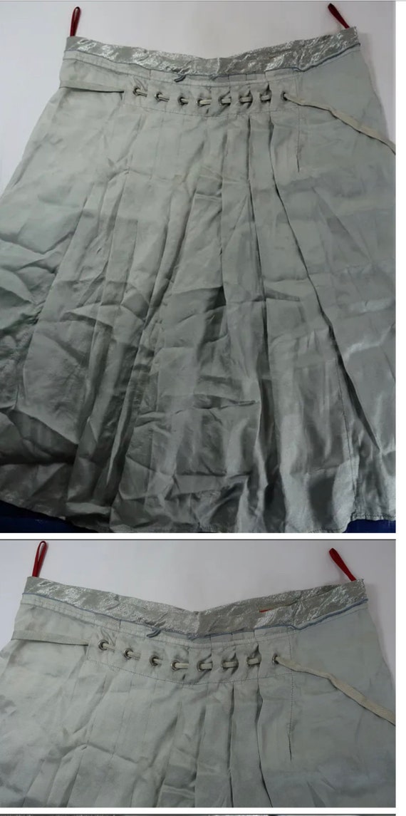Prada Silver Grey Pleated Wrap Skirt 42 7 8 10 - image 7