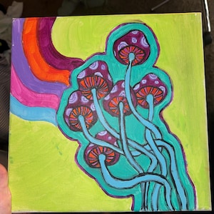 Trippy Mushroom Acrylic Painting