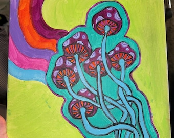 Trippy Mushroom Acrylic Painting