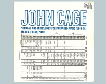 John Cage, Sonatas and Interludes for Prepared Piano (1946 - 48). Performed by Maro Ajemian. 1965 Reissue. Composers Recording Inc. CRI 199