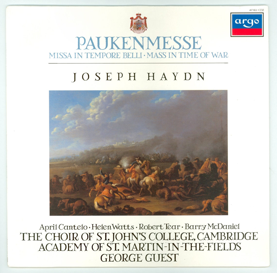 Haydn: Mass in Time of War, St. John's Choir. Argo LP Record Unplayed, photo 2 of 2