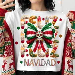 Mexican Christmas Sugar Skull PNG | Feliz Navidad T-Shirt Sublimation File