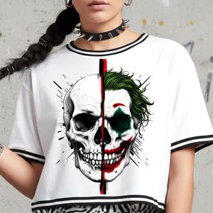 Gothic Contrast Skull PNG | Divided Face Sublimation T-Shirt Graphic Instant File
