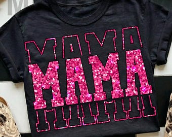 Mama faux glittersublimatie, png, roze glitter mom T-shirtontwerp, instant digitaal