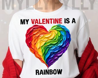 LGBT Valentine Rainbow Heart PNG, Pride Sublimation Design, Digital Download for T-Shirt