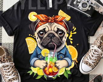 Mops PNG für T-Shirt Sublimationsdesign | Hund Digital Art Instant Download