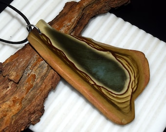 Natural Polychrome Jasper Pendant Necklace, Large Freeform Desert Jasper Jewelry, Earthy Statement Necklace, Healing Crystal Gift for Her