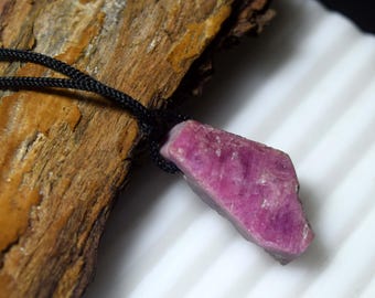 Natural African Raw Ruby Pendant Necklace, Rough Pink Ruby Crystal Jewelry, Uncut Red Stone Charm, Handmade Healing Gemstone Gift for Her
