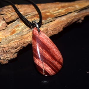 Natural Red Snakeskin Jasper Pendant Necklace, Teardrop Banded Gemstone Jewelry, Earthy Red Crystal Charm, Root Chakra Boho Gift