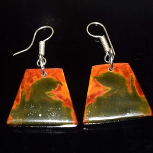 Natural Pilbara Jasper Dangle Earrings, Red Green Jasper Drop Earrings, Handmade Earthy Gemstone Jewelry, Root Chakra Boho Shield Gift