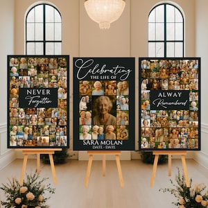 Funeral Photo Collage Poster: Celebration of Life, Editable Canva Template (Digital Download 24x36" )