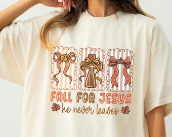 Fall for Jesus Shirt, Faith-Based Autumn Tee, Christian Thanksgiving T-shirt, Cute Fall Church Outfit, Pumpkin Spice with Jesus Style