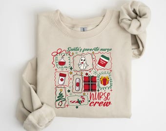 Nurse Christmas Crew Hoodie & Sweatshir, Xmas Medical Staff Outfit, Cute Holiday Nursing Gift