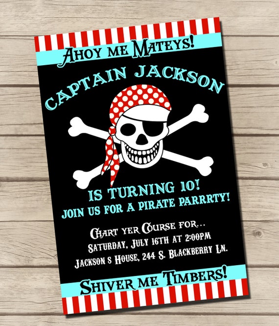 Items similar to DIGITAL Pirate Birthday Party Invitation Printable on Etsy