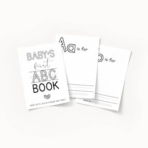 Actividad del libro del abecedario para baby shower: Libro del abecedario en blanco para el primer bebé (descarga digital)