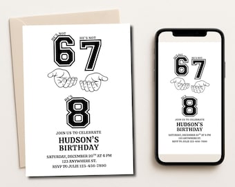 6-7 8th Birthday Invitation: Six Seven Eight Party Invitation (Digital Download)